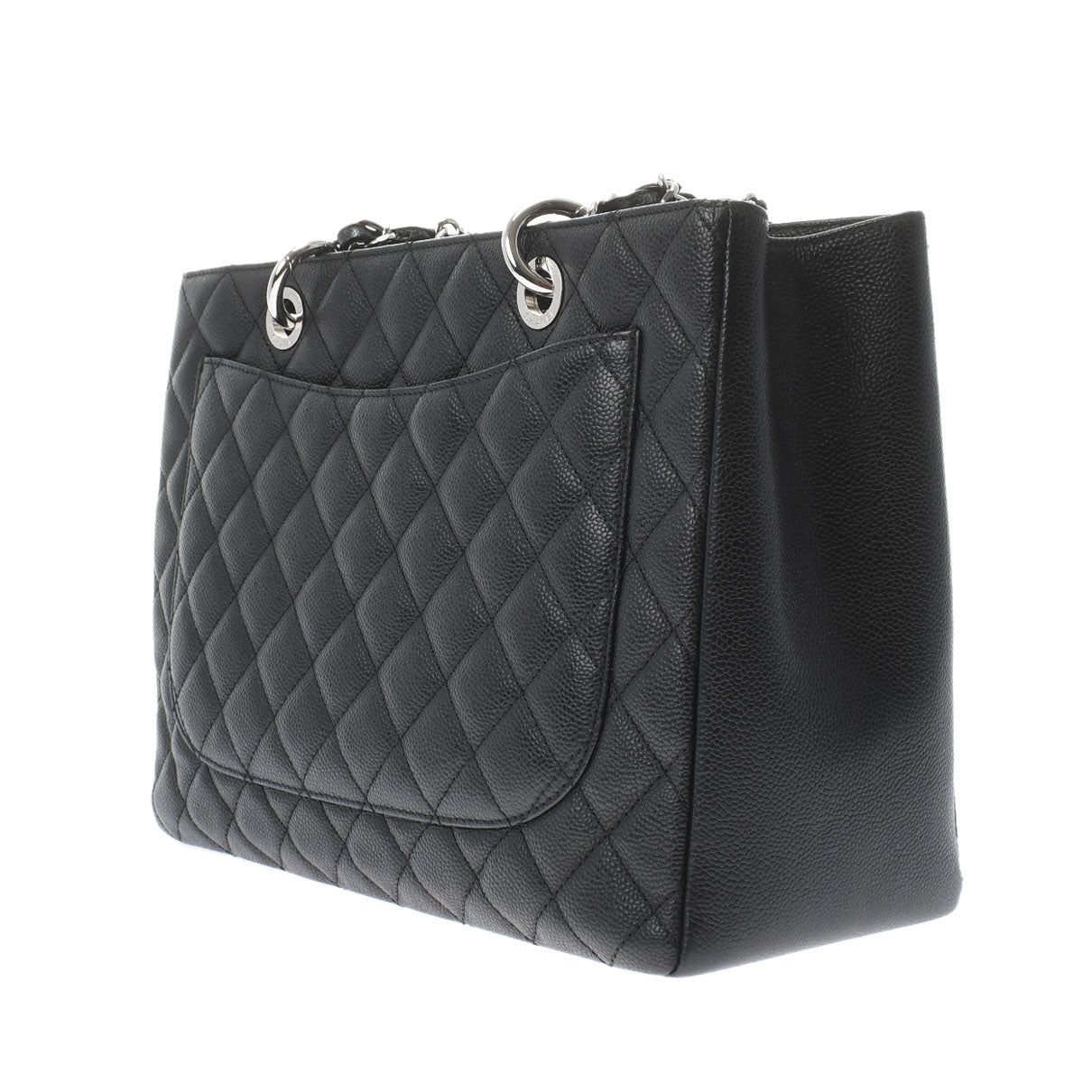 Chanel Matelasse Gst Black Silver Hardware Caviar Skin Tote Bag