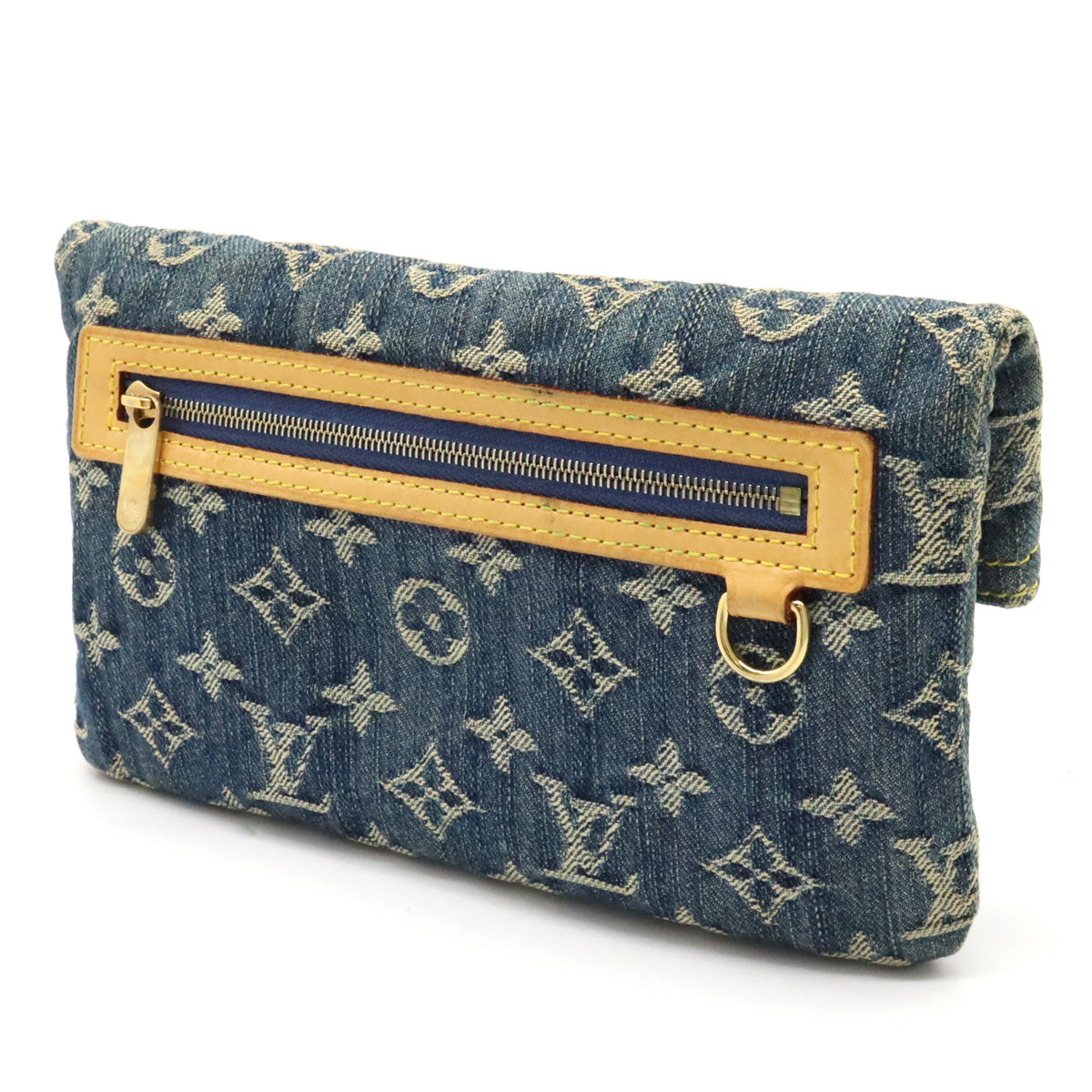 Louis Vuitton Monogram Denim Pochette Plat Clutch Bag