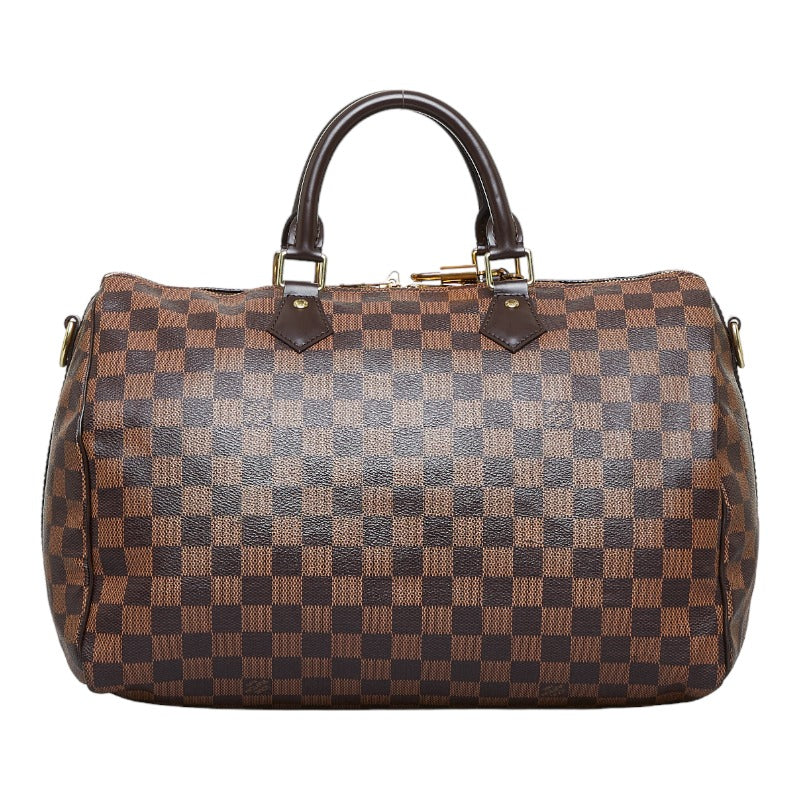 Louis Vuitton Damier Speedy 35 Bandouliere Ebene Brown Leather