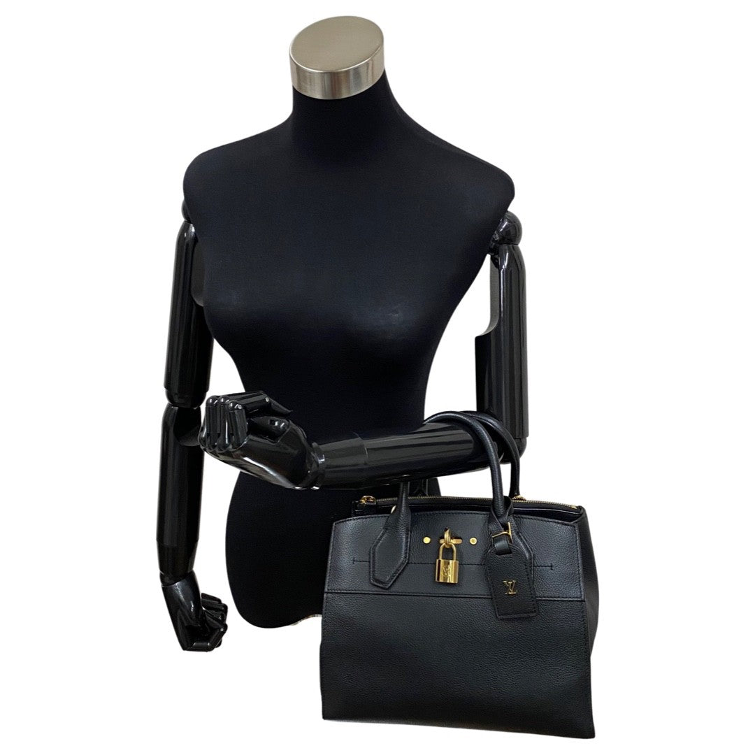 Louis Vuitton Leather Genuine PM Leather Handbag Black