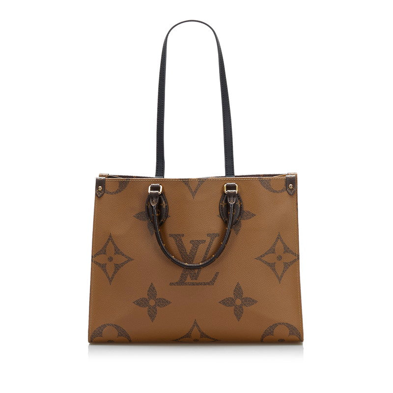 Louis Vuitton Reverse On the Go MM Shoulder Bag Brown Beige
