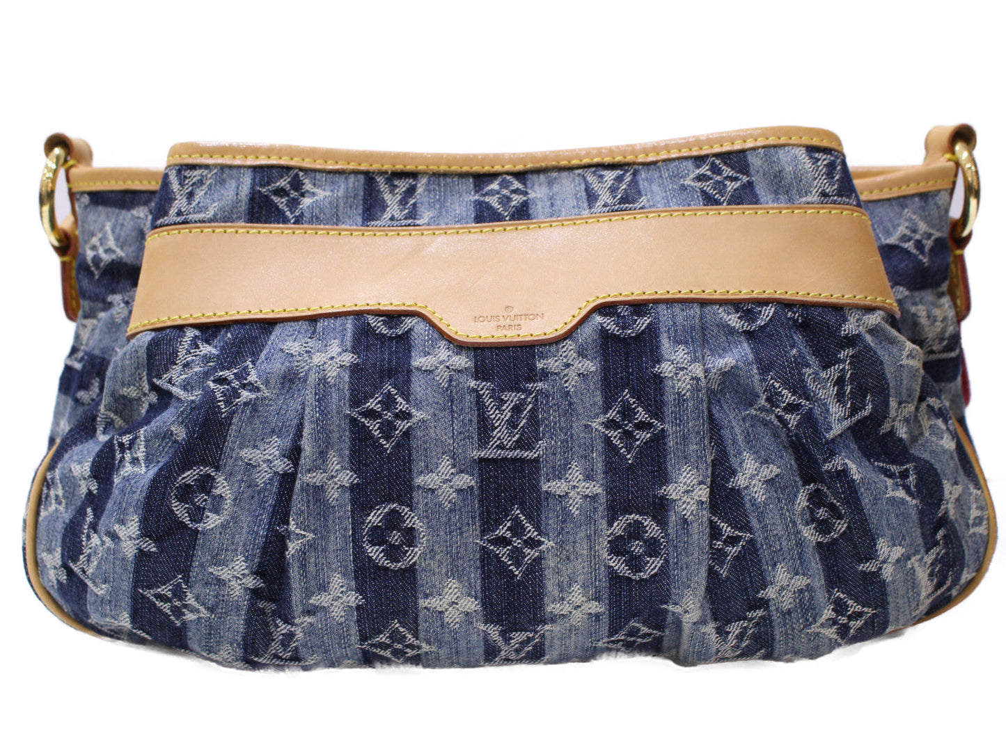Louis Vuitton Porte Epaule Raye MM Striped Monogram Denim Blue Shoulder Bag