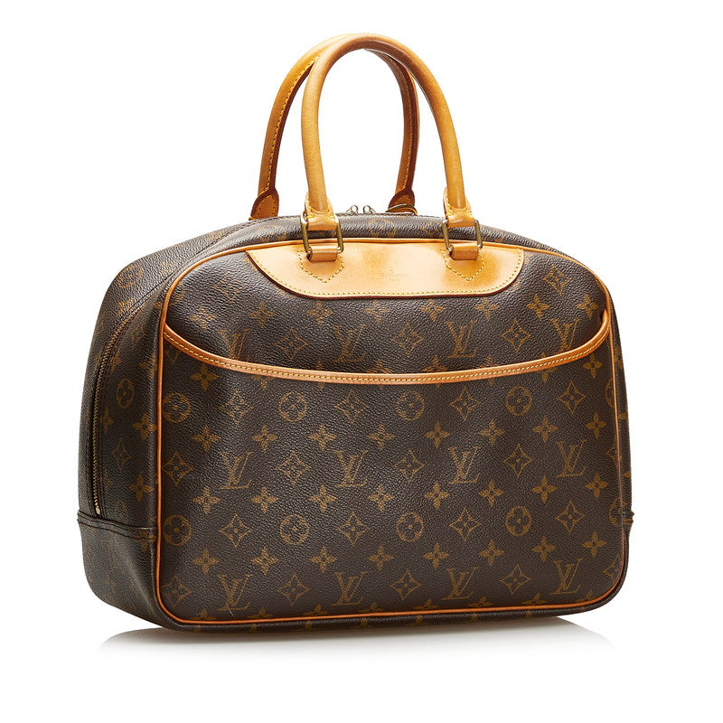 Louis Vuitton Monogram Deauville Handbag Brown PVC Leather