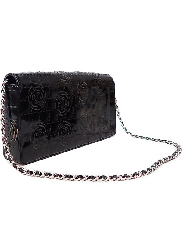 Chanel Camellia Chain Shoulder Bag Black
