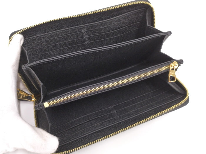 Louis Vuitton Zippy Wallet Round Zipper Long Wallet Monogram Amplant Black Beige