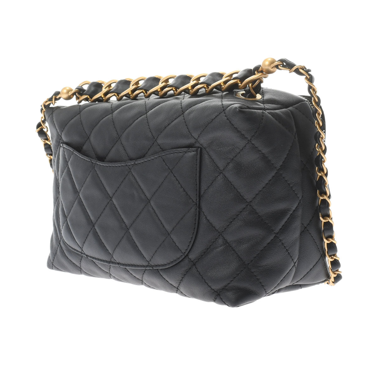 Chanel Matelasse Bowling Bag Black Gold Hardware Calfskin Shoulder Bag