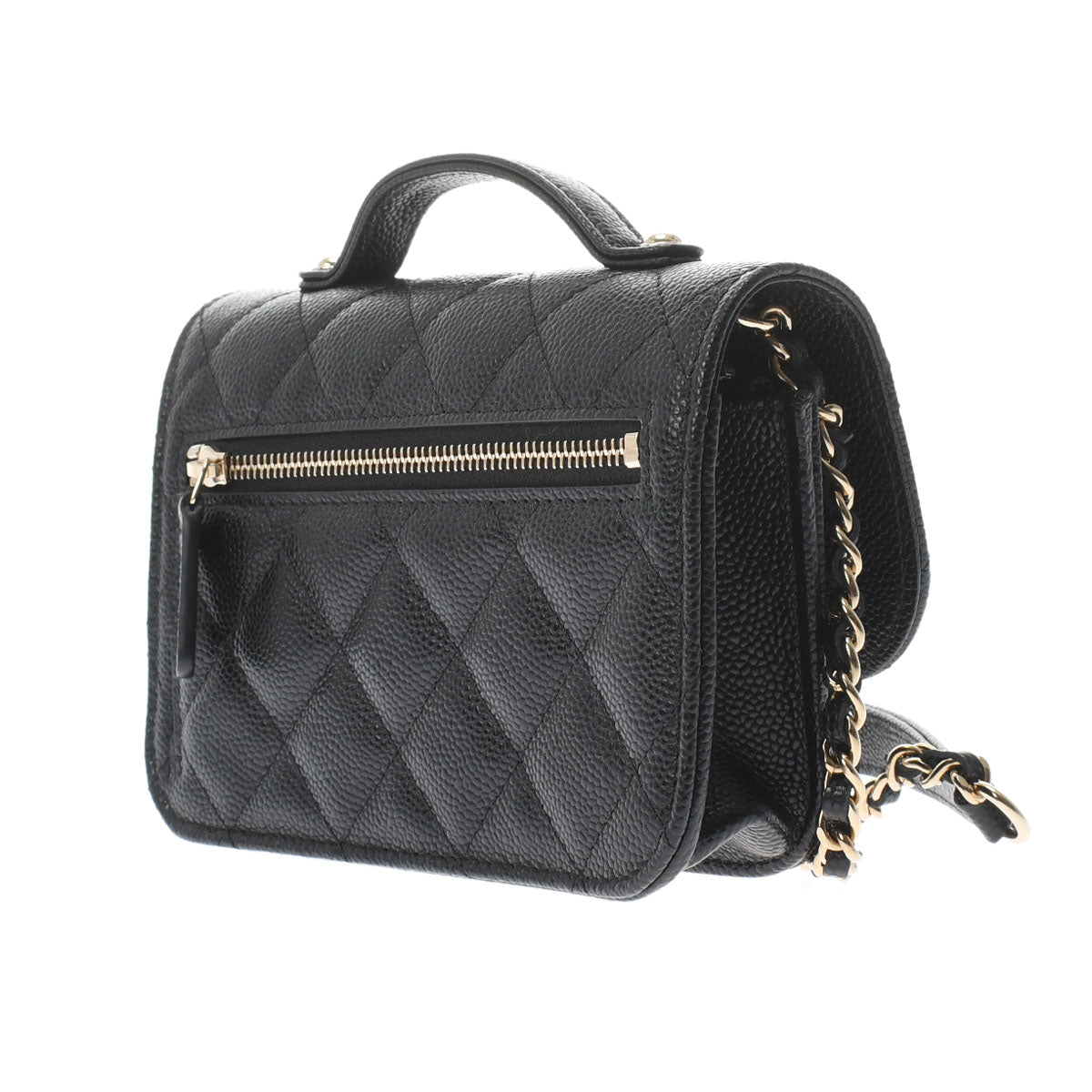 Chanel Matelasse Infinity Mini Black Gold Hardware Grained Calfskin Chain Wallet