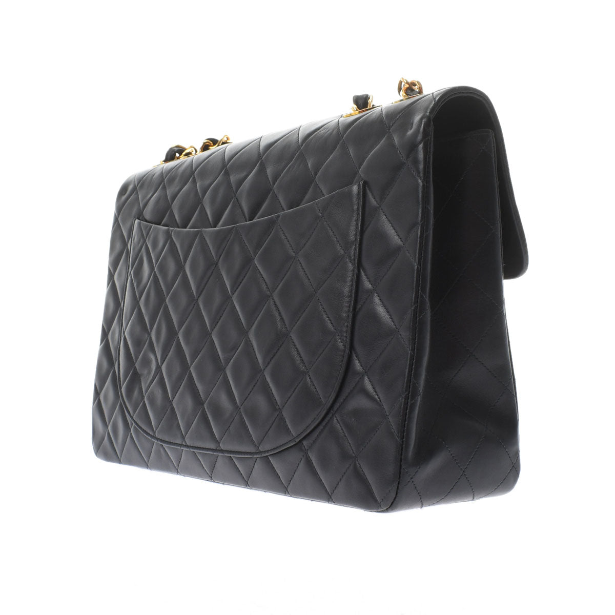 Chanel Matelasse Deca Matelasse Chain Shoulder 34cm Black Gold Hardware Lambskin Shoulder Bag