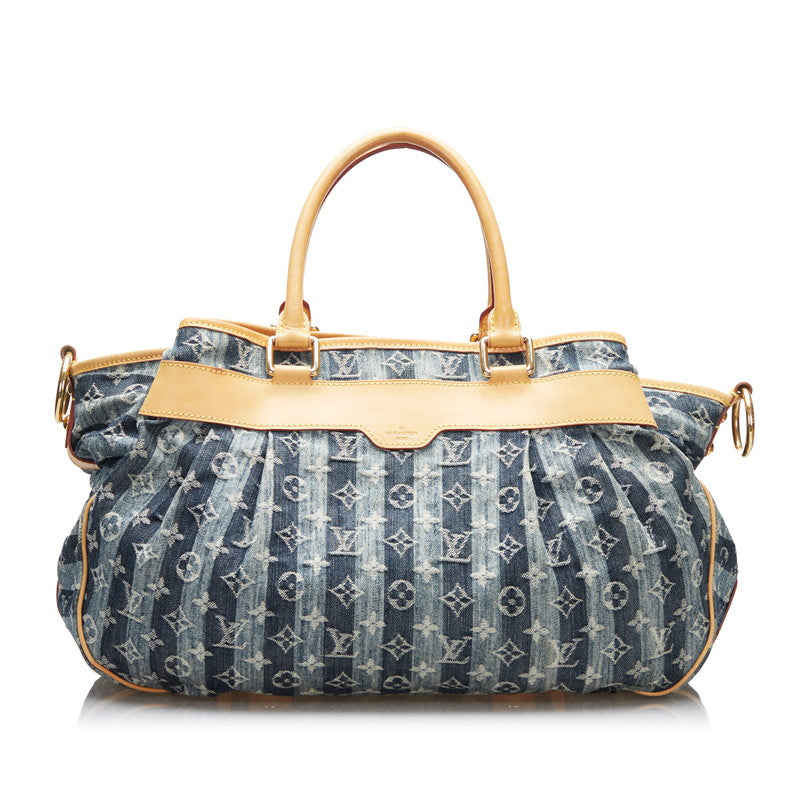 Louis Vuitton Denim Cavalier GM Handbag Shoulder Bag Blue