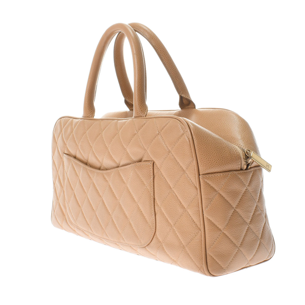 Chanel Mini Boston Beige Gold Hardware Caviar Skin Boston Bag