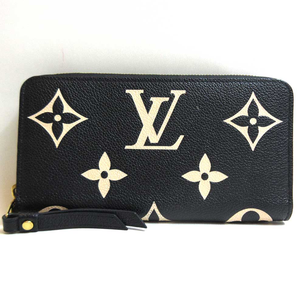 Louis Vuitton Wallet Bicolor Monogram Amplant Zippy Wallet Round Zipper Black