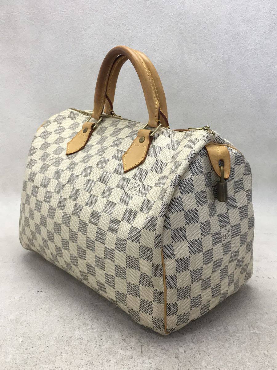 Louis Vuitton Speedy Bandouliere Hand Bag Damier Azur White