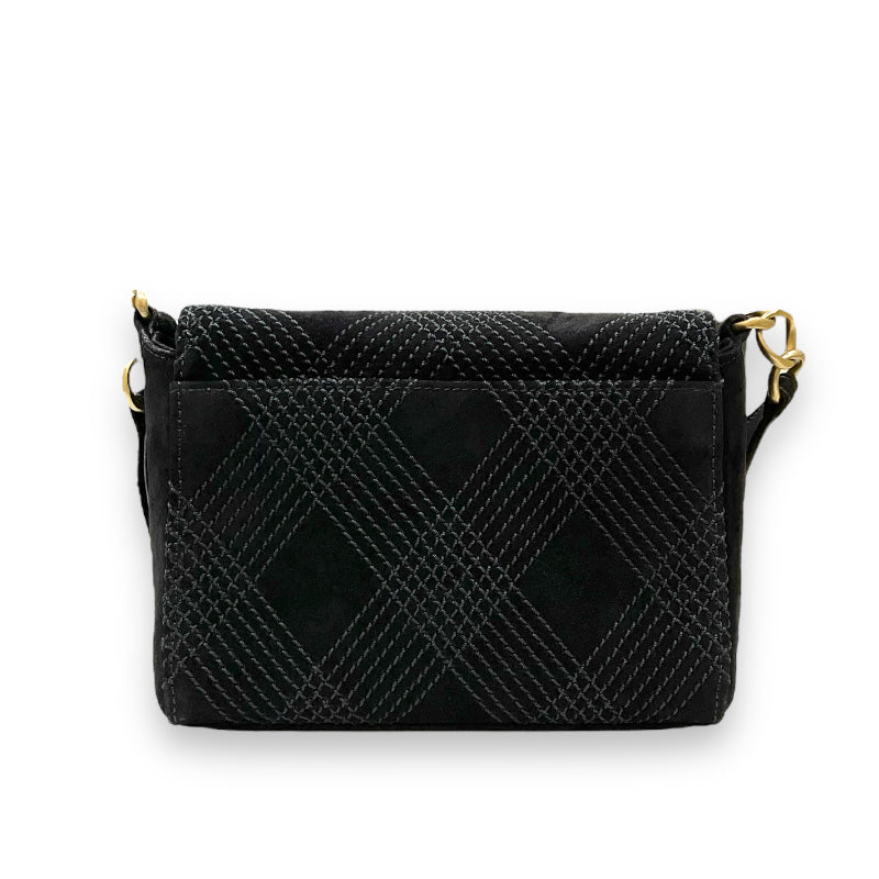 Chanel Stitch Shoulder Bag Matte Gold Hardware Black