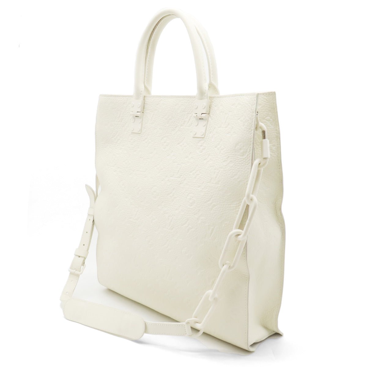 Louis Vuitton Monogram Sac Plat Empreinte Leather Tote White