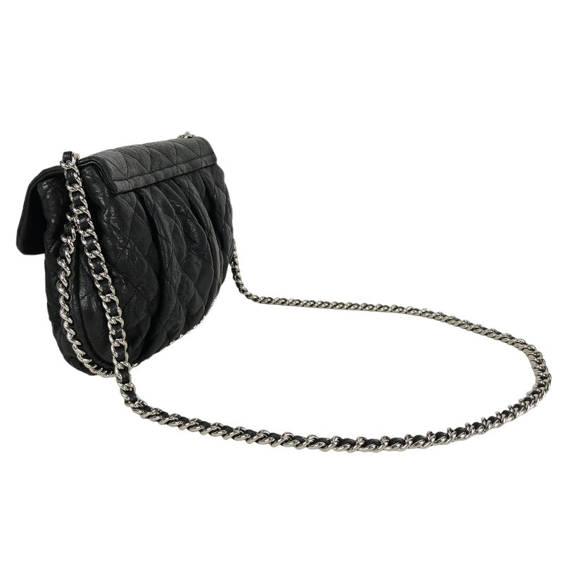 Chanel Chain Shoulder Bag Silver Hardware Black