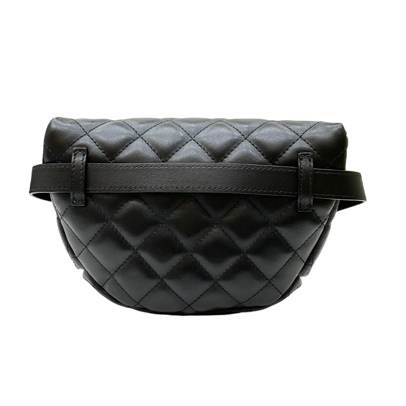 Chanel Waist Bag Silver Hardware Body Bag Black