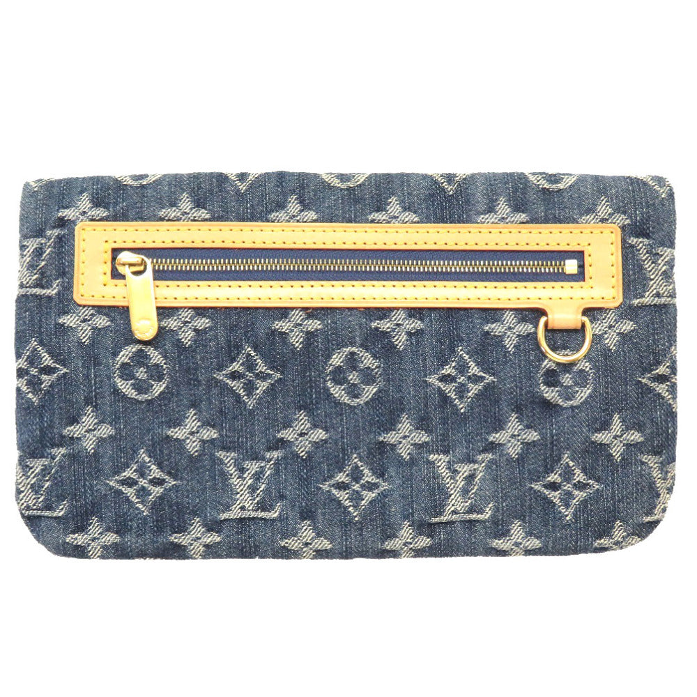 Louis Vuitton Monogram Denim Pochette Plat Clutch Bag Blue