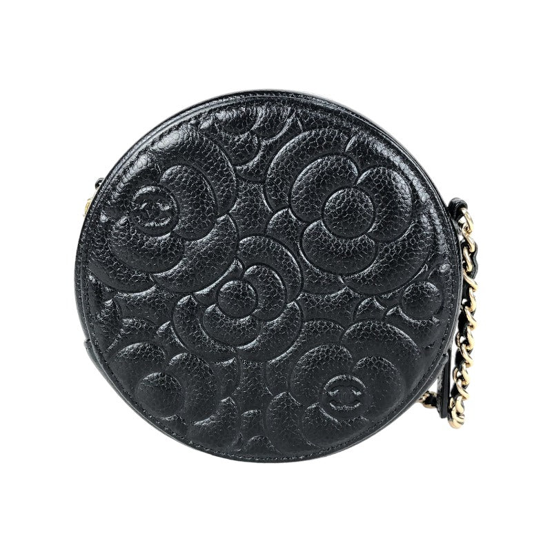 Chanel Camellia Chain Shoulder Bag Gold Hardware Black