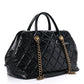 Chanel Glazed Calfskin Castle Rock Bowling Bag Black