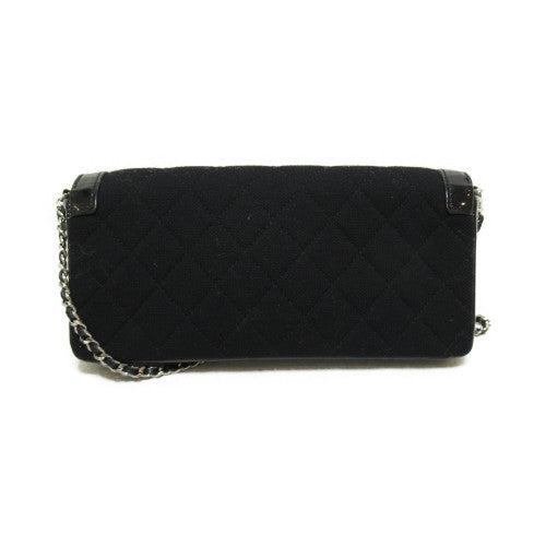 Chanel Chain Shoulder Bag Cotton Enamel Black