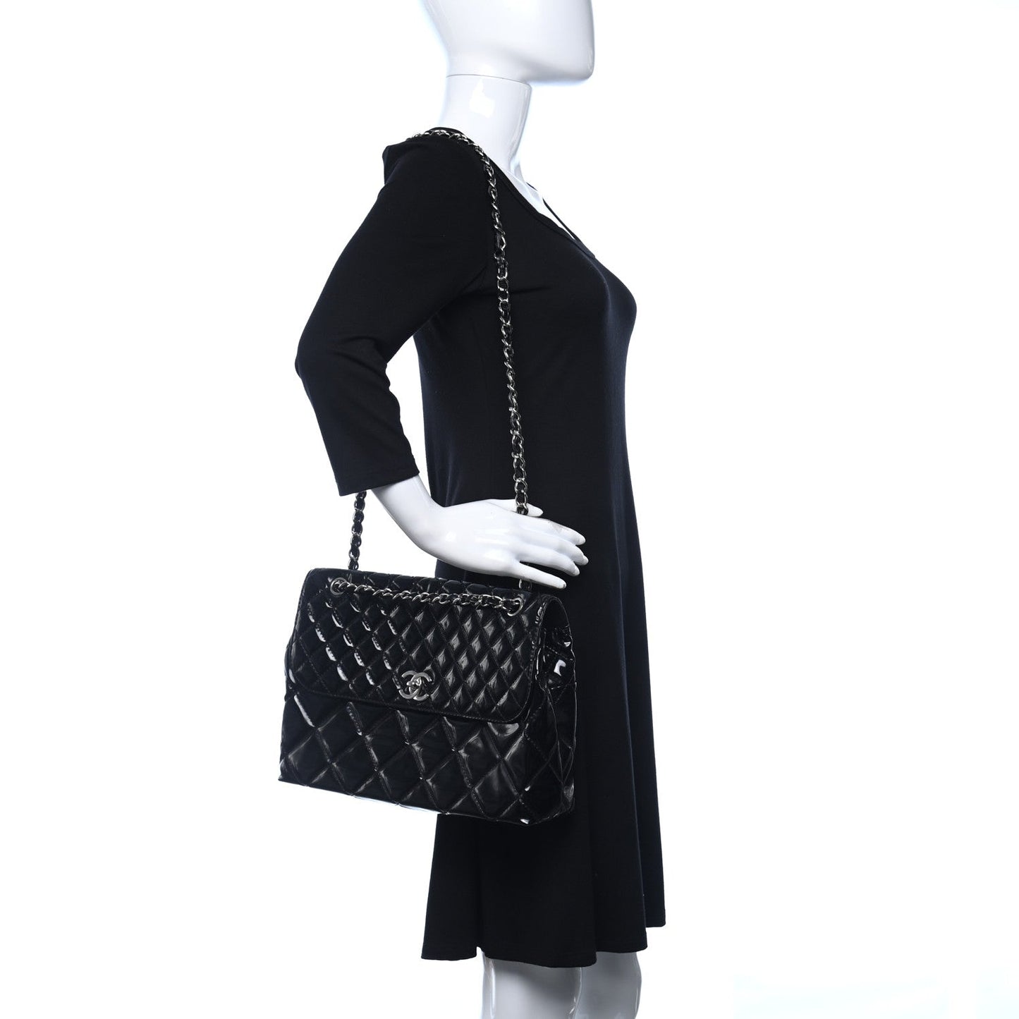 Chanel Vinyl Quilted In The Business Flap Bag Black