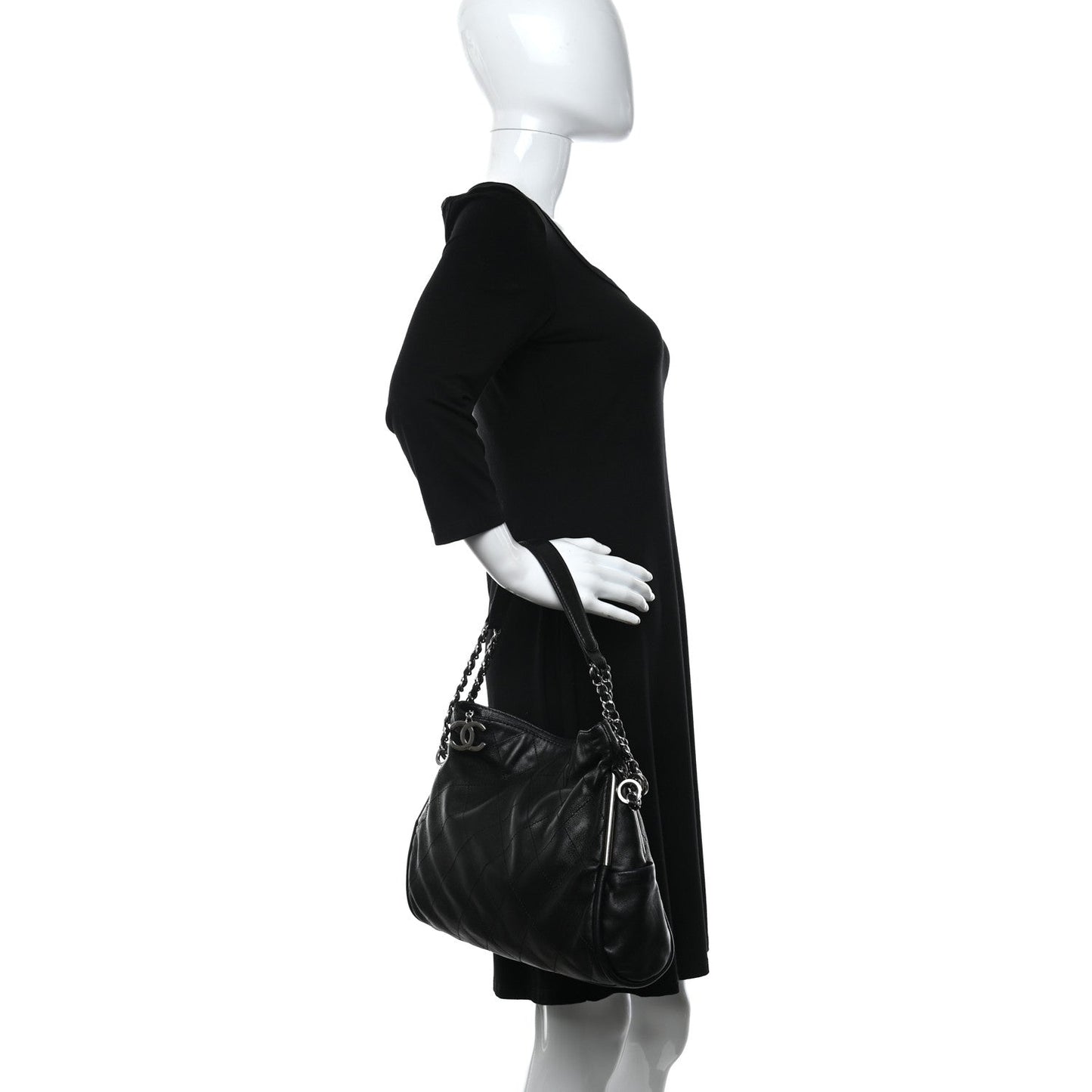 Lambskin Stitched Medium Ultimate Soft Tote Black