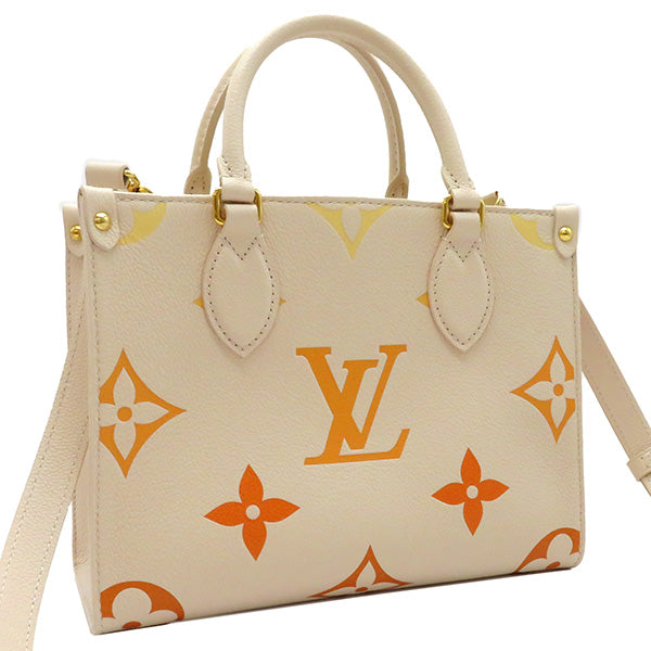 Louis Vuitton 2WAY Bag On The Go PM Tote Shoulder Bag Ivory x Orange