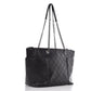 Lambskin Stitched Shopping Tote Black