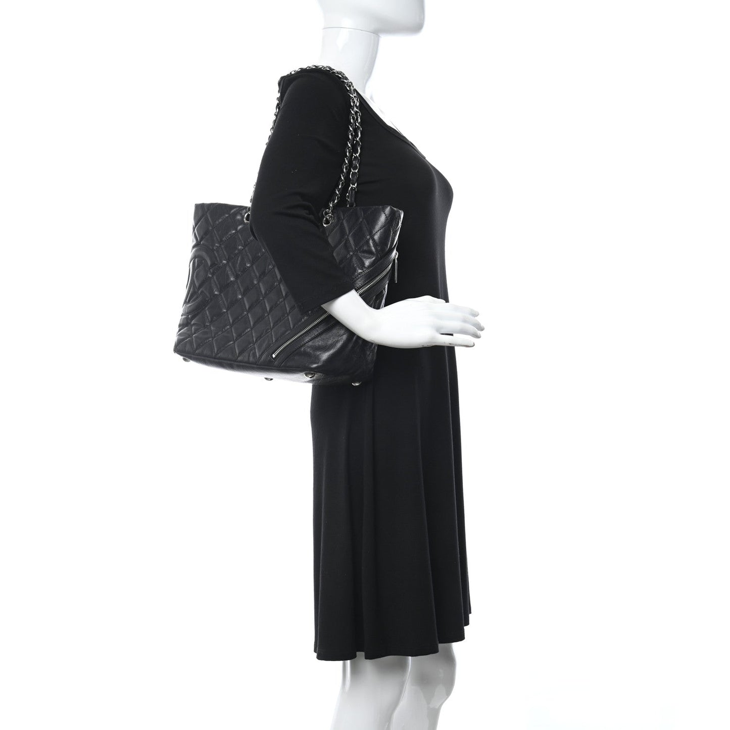 Chanel Aged Calfskin Quilted Large Cotton Club Tote Black