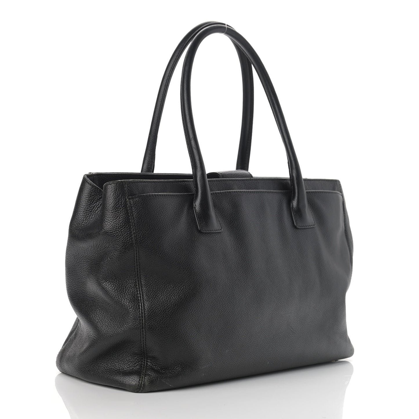 Calfskin Cerf Executive Shopper Tote Black
