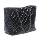 Patent Quilted Chic and Glitter Large Tote Black