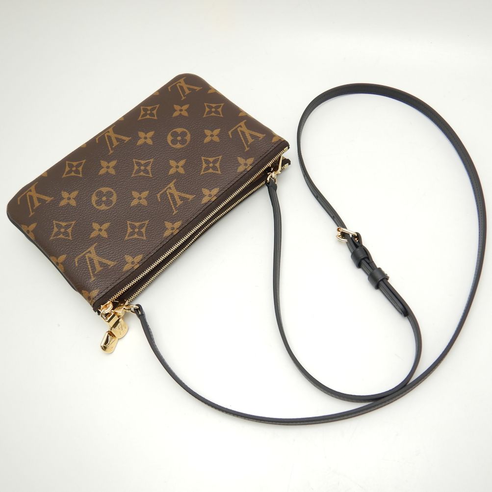 Louis Vuitton Monogram Pochette Double Zip Diagonal Shoulder Brown