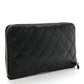 Caviar Quilted Large Zip Around Organizer Wallet Black