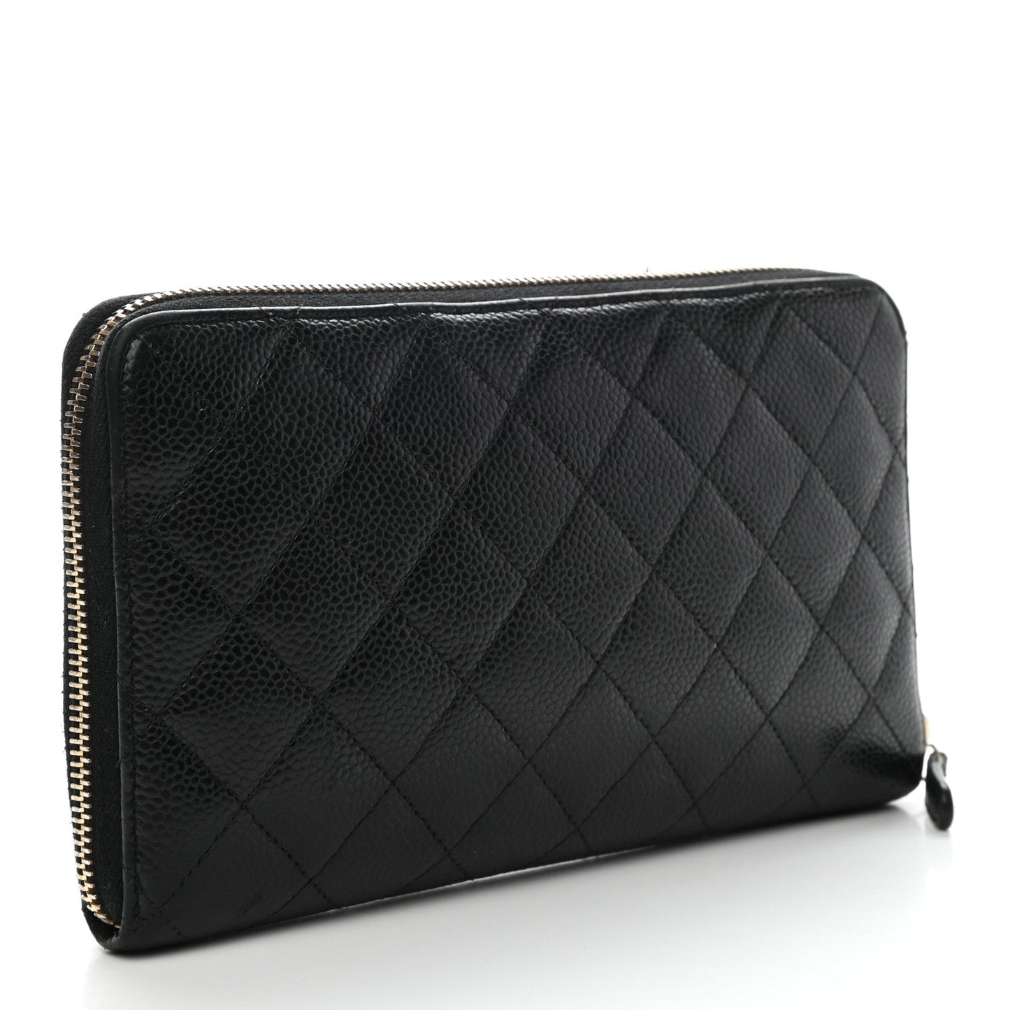 Caviar Quilted Large Zip Around Organizer Wallet Black