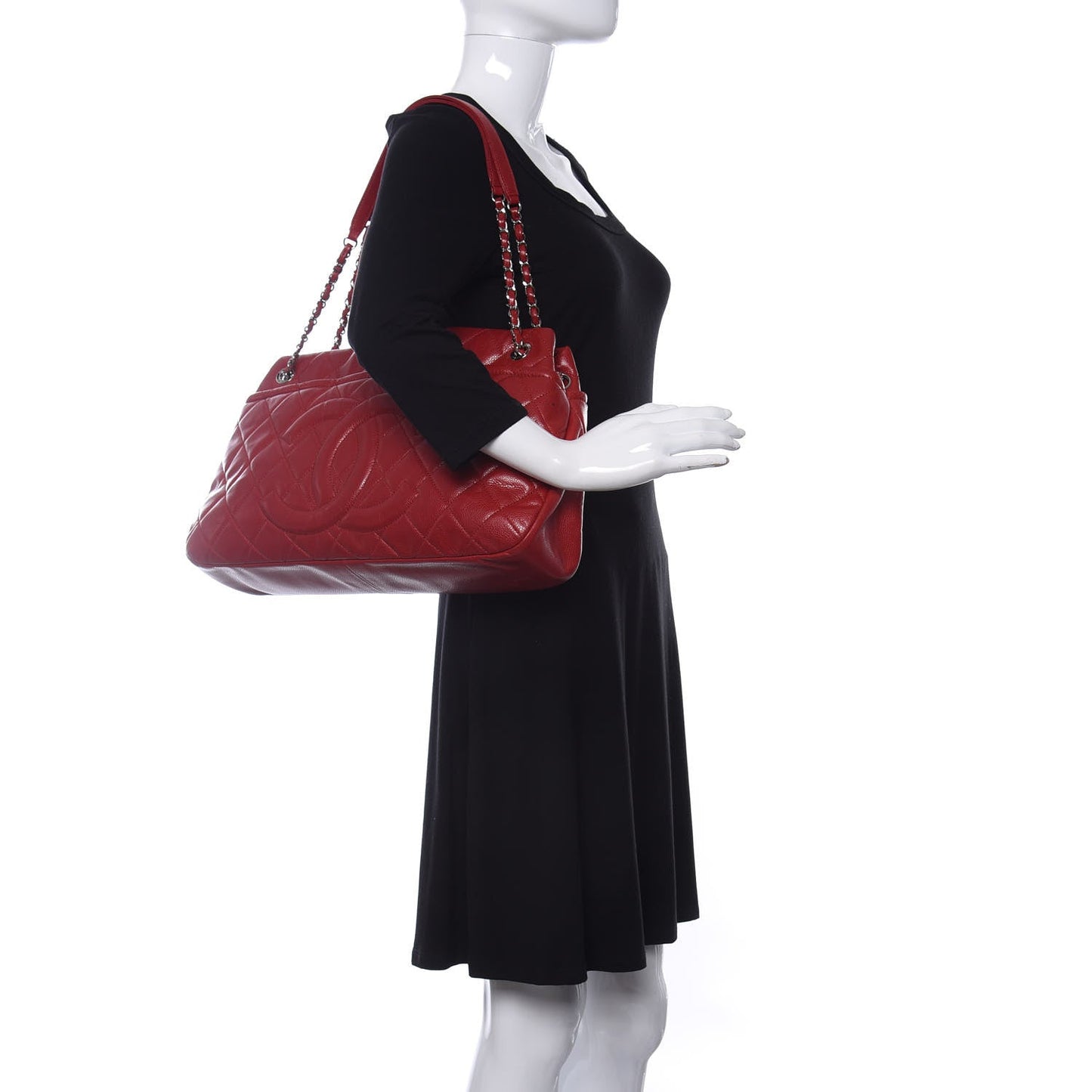 Chanel Caviar Quilted Timeless Cc Soft Tote Red