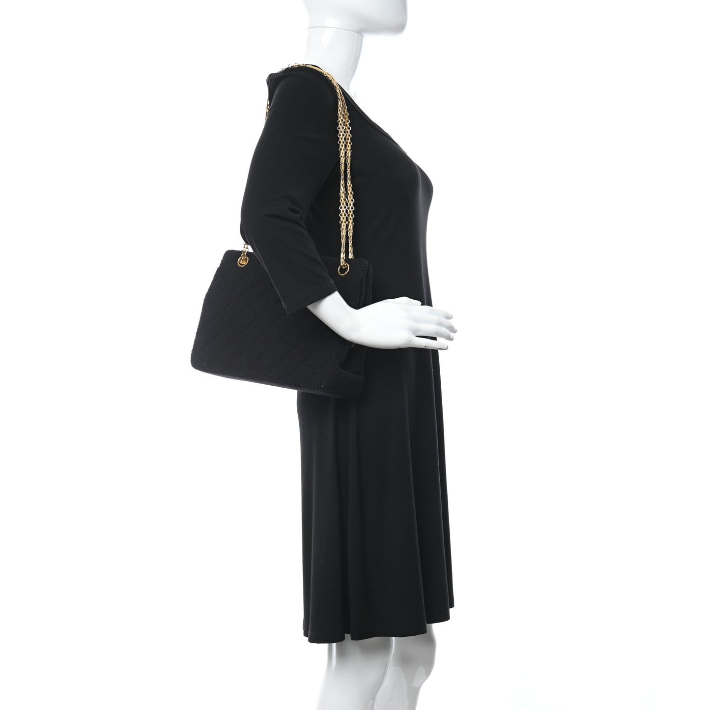 Chanel Jersey Quilted Shopping Tote Black