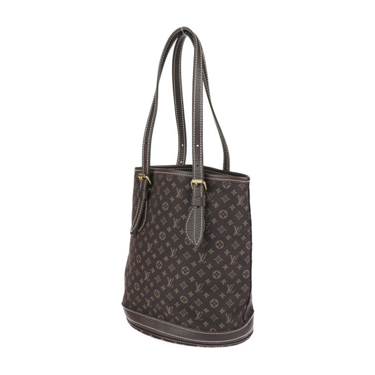 Louis Vuitton Bucket PM Tote Bag Monogram Minilan Leather Dark