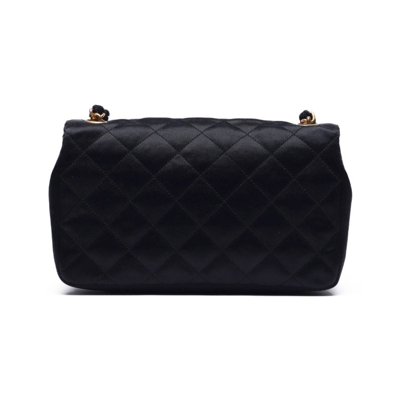 Chanel Mini Matelasse Single Flap Chain Satin Black