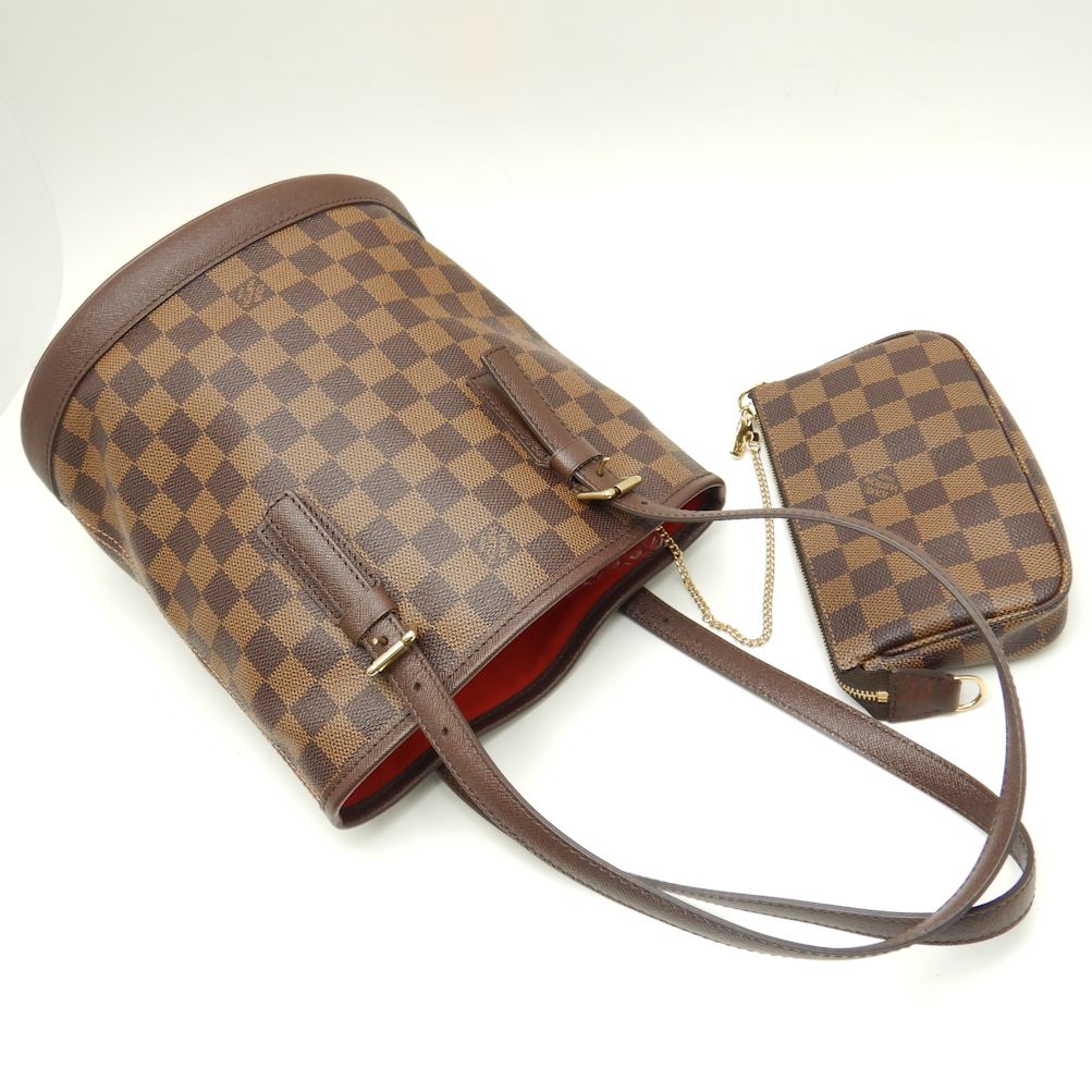 Louis Vuitton Damier Marais Ebene Shoulder Bag Brown