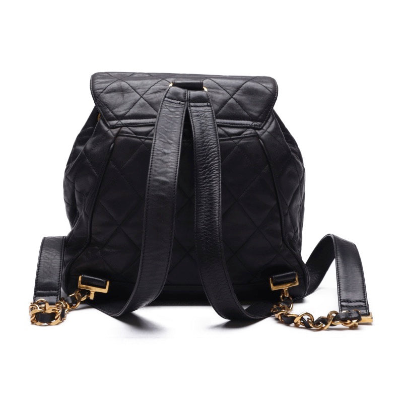 Chanel Matelasse Double Chain Backpack Lambskin Black