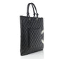 Calfskin Cambon Flat Tote Black White