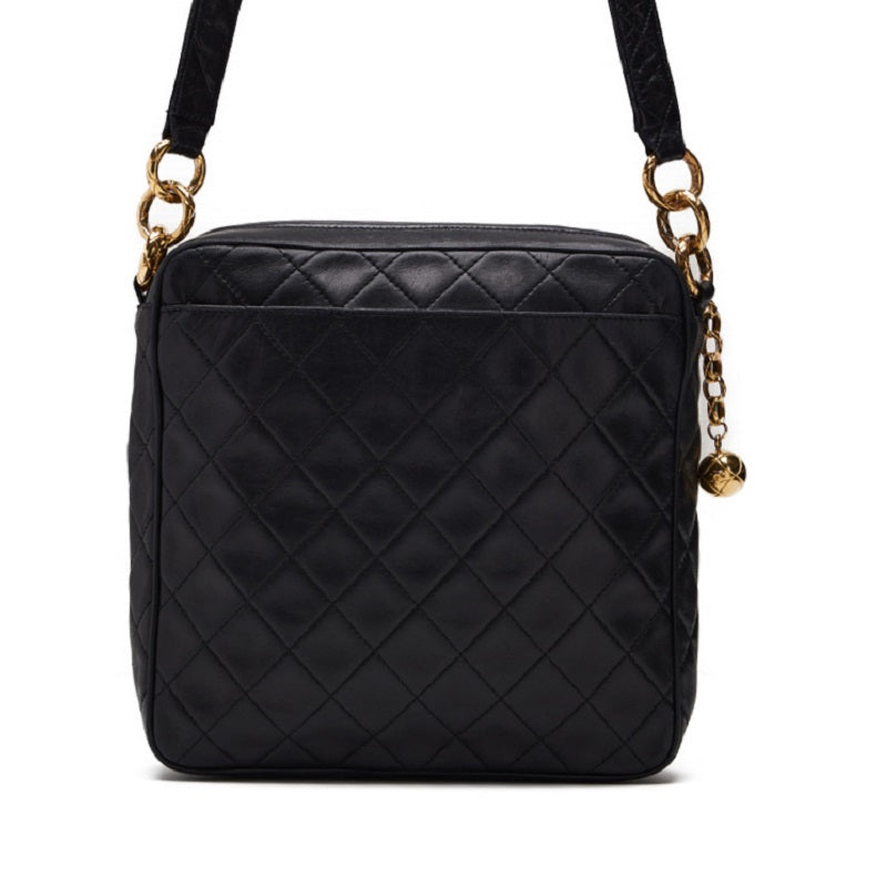 Chanel Matelasse Charm Chain Shoulder Bag Lambskin Black