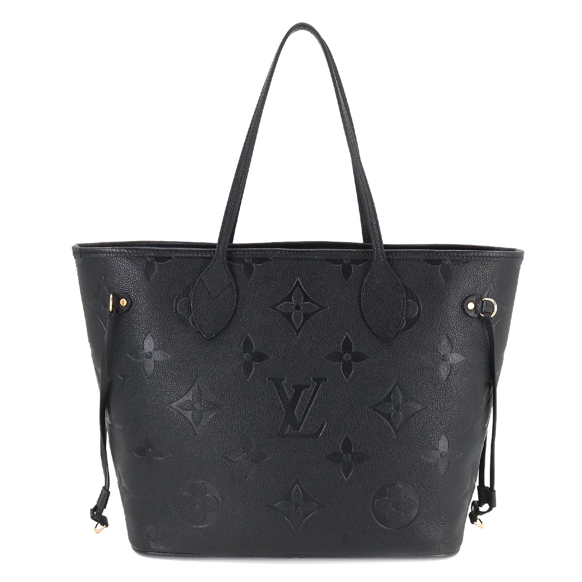 Louis Vuitton Monogram Emplant Neverfull MM Tote Bag Leather Noir Black