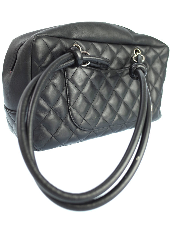 Chanel Cambon Line Bowling Bag Shoulder Bag Black White