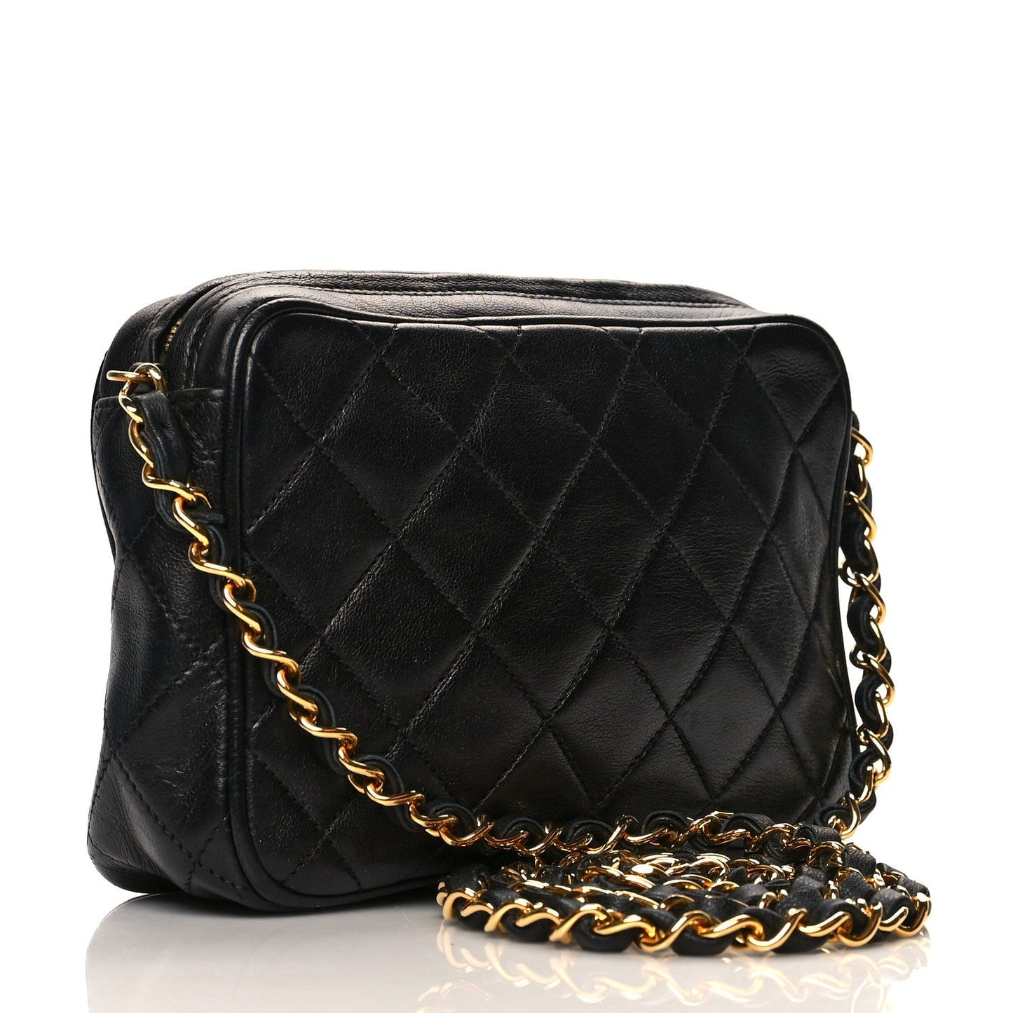 Chanel Lambskin Quilted Tassel Camera Case Black