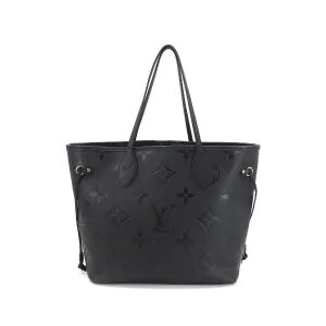 Louis Vuitton Monogram Emplant Neverfull MM Tote Bag Leather Noir Black