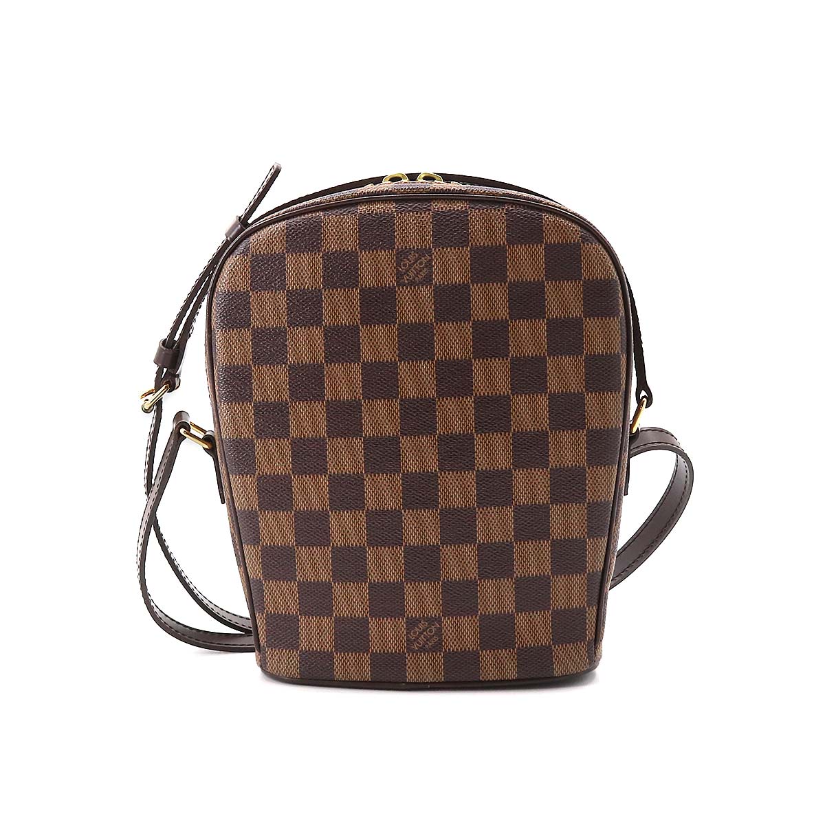 Louis Vuitton Damier Ipanema PM Shoulder Bag Ebene Brown Gold Hardware