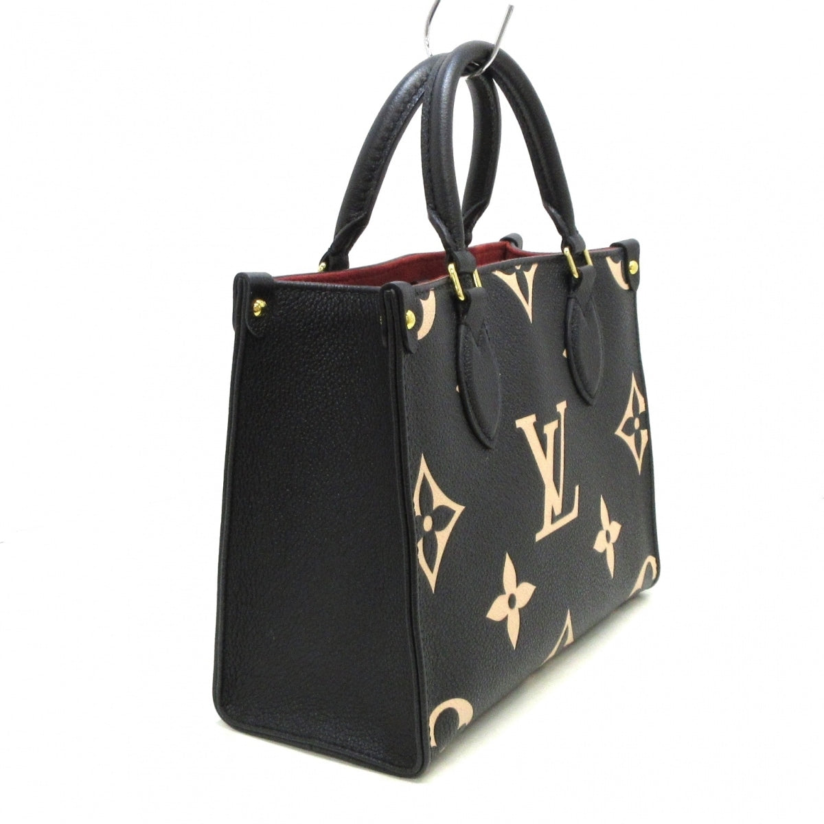 Louis Vuitton On The Go PM Tote Bag Black Beige Embossed Noir
