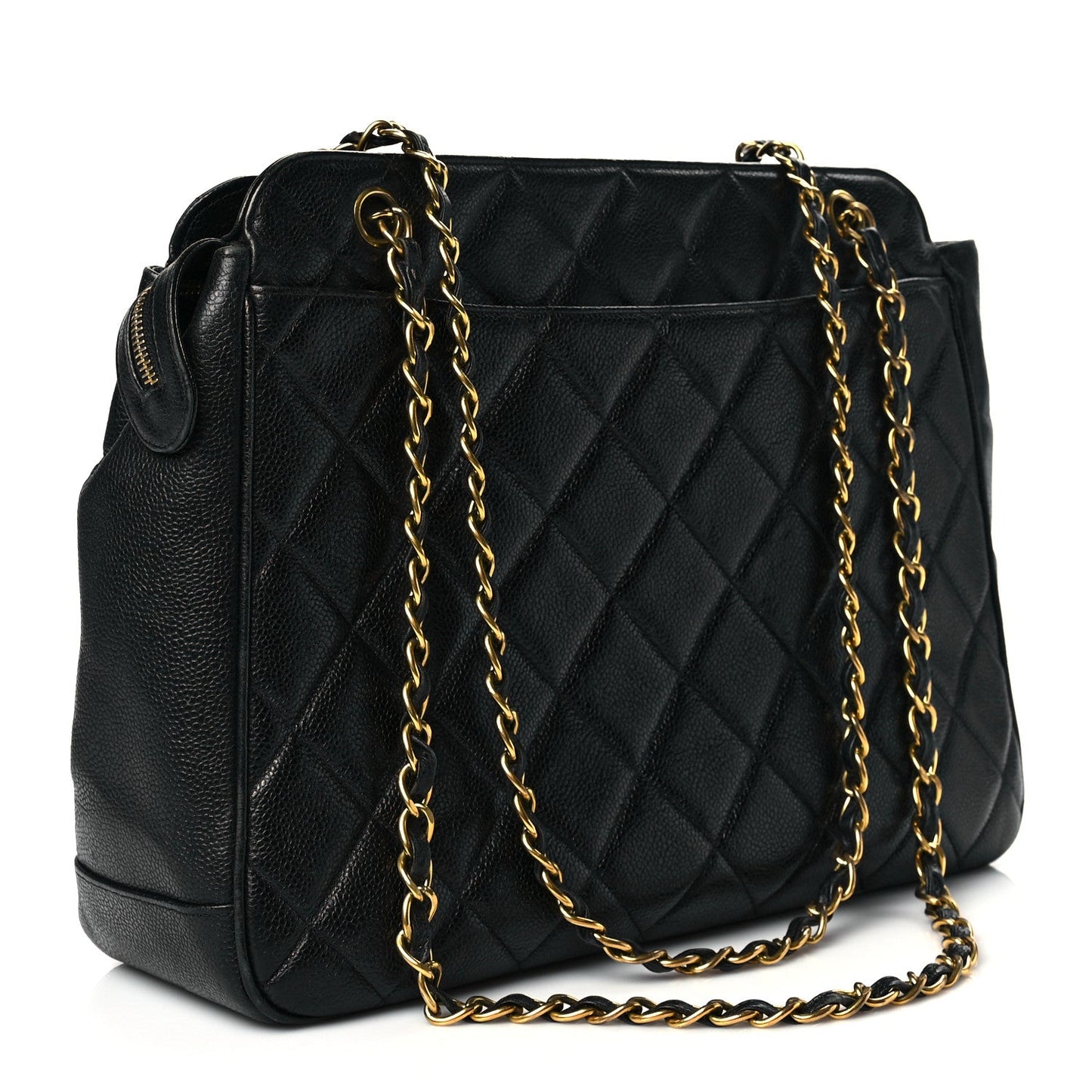 Caviar Quilted Sun Medallion Shoulder Bag Black