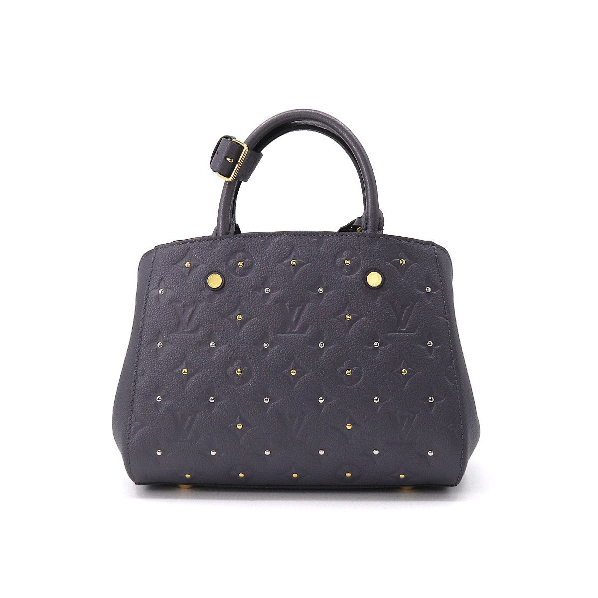 Louis Vuitton Emplant Montaigne BB Shoulder Bag Leather Silver Studs Black